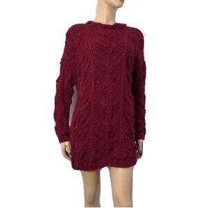 express tricot sweater hand knited burgundy size:M